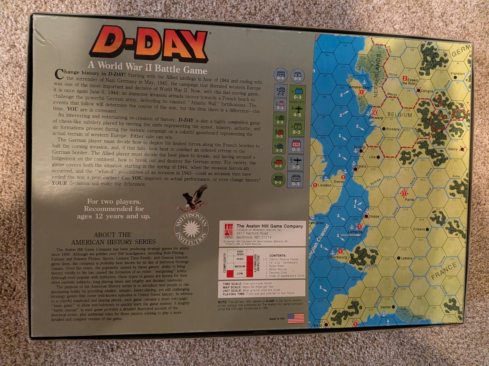 1991 D-Day Board Game By Avalon Hill Smithsonian Institution Age 12 and Up