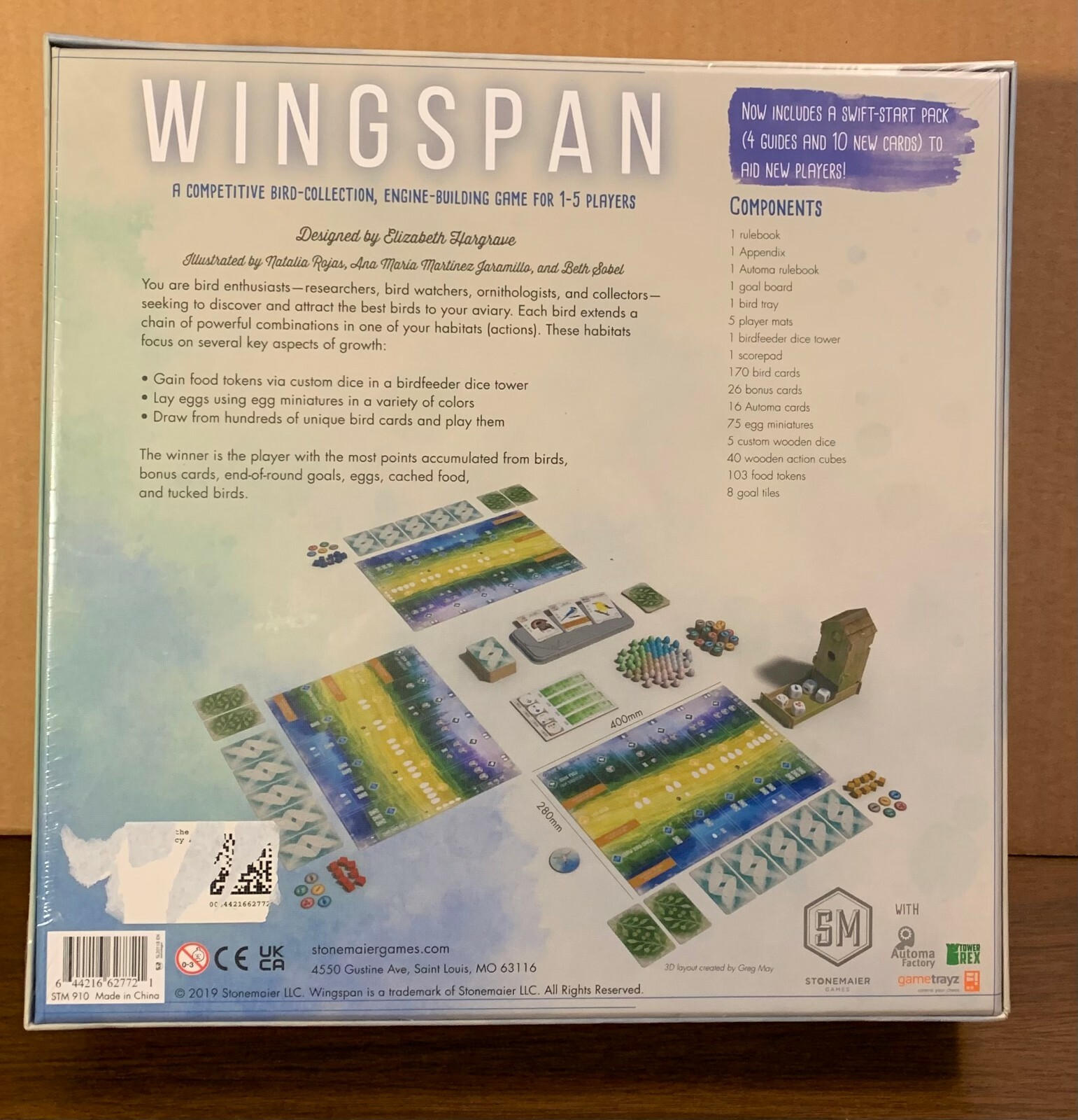 Wingspan – Stonemaier Bird-Collection Engine-Building Board Game -STM910 – NEW
