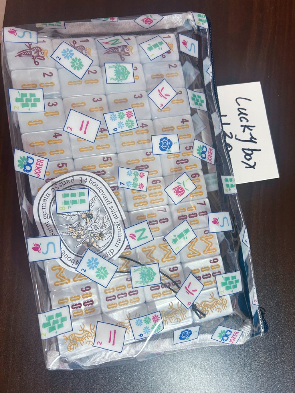 Black pearl light American Mahjong Set, 160 Paris Mah Jong Tiles + storage bag