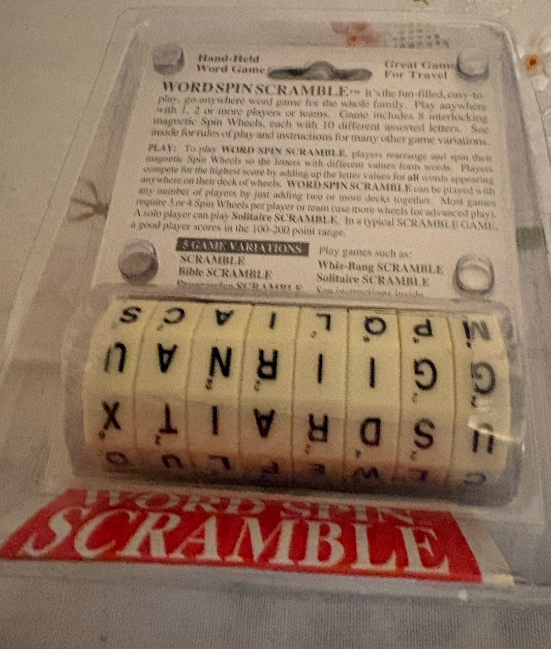 Word Spin Scramble 1995 Hand Held Word Game by Geospace 1 or More Players NEW