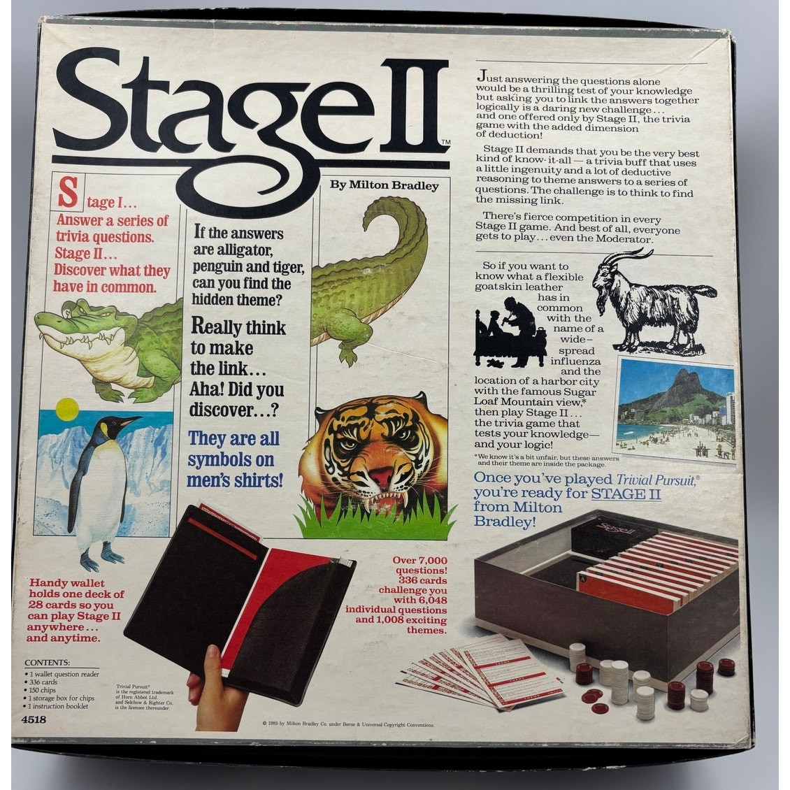 1985 Milton Bradley Stage II Board Game The Two Stage Trivia Game Complete