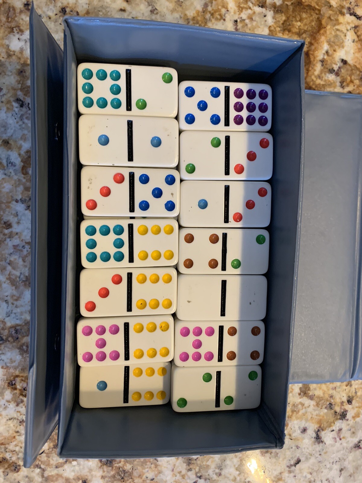 Double Nine Domino Set Color Dot ’92 Pavilion 55 Pc Gray Vinyl Case instructions