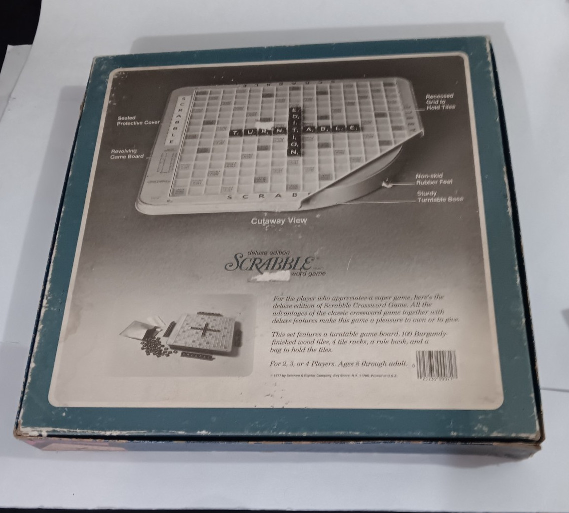 Vintage 1982 Scrabble Deluxe Rotating Turntable Board Game Mahogany Tiles
