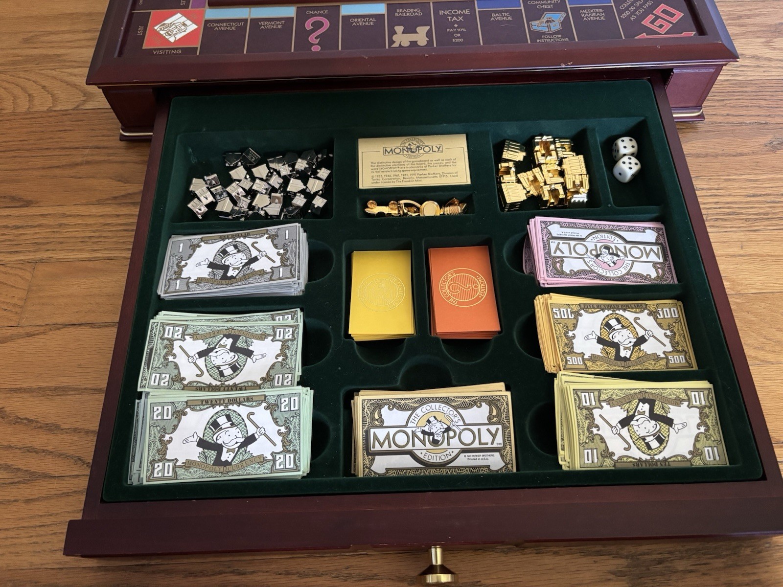 1991 Franklin Mint Monopoly Collector’s Edition Wooden Luxury Game See Pictures