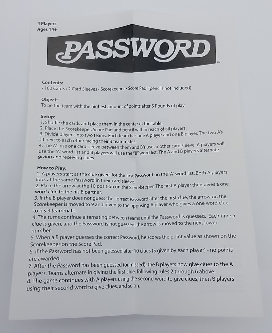 Password: The Classic Word Game Classic Series Cardinal 2017 – Complete