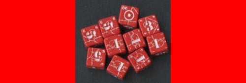 3 12MM BRITISH RED W/WHITE D6 DICE AXIS & ALLIES
