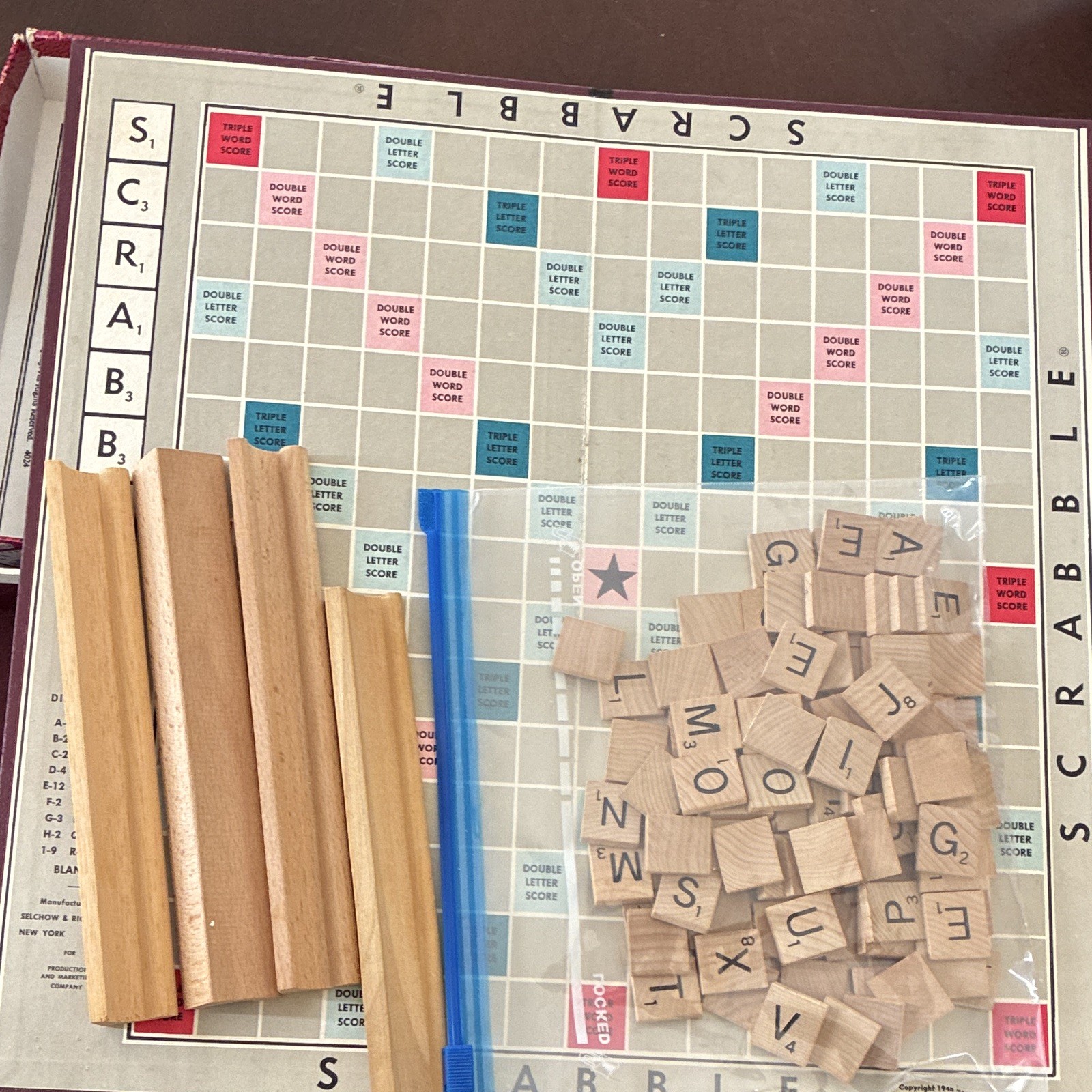Milton Bradley Scrabble Crossword Board Game Wooden Tiles Complete 1996