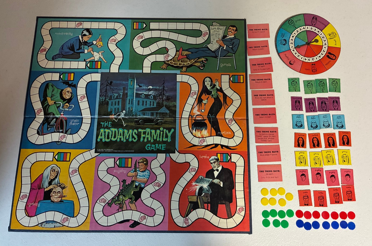 Vintage 1964 Addams Family Board Game & Pieces Complete Ideal – NO BOX