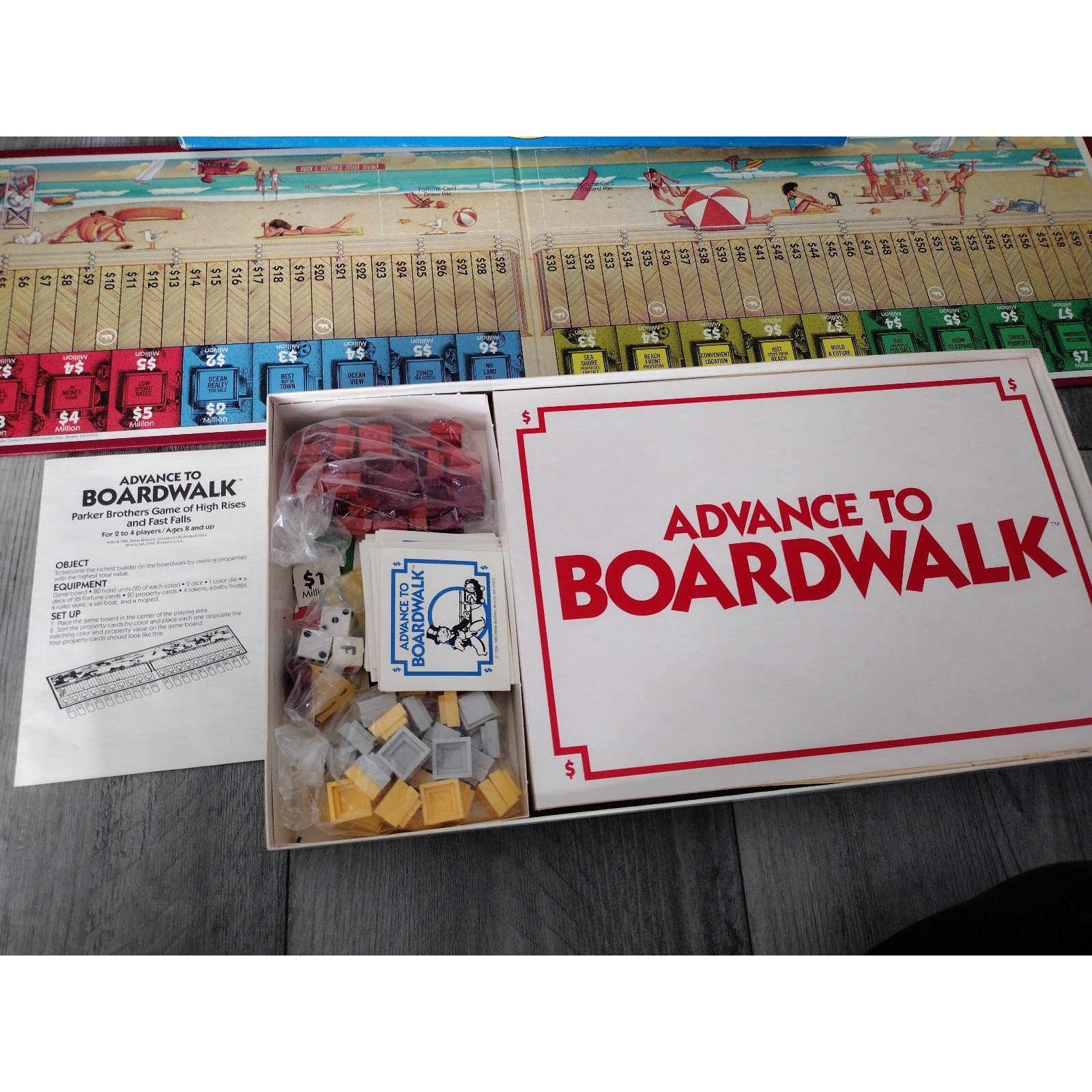 VTG Parker Brothers 1985 Advance to Boardwalk Board Game Complete 2-4 Players 8+