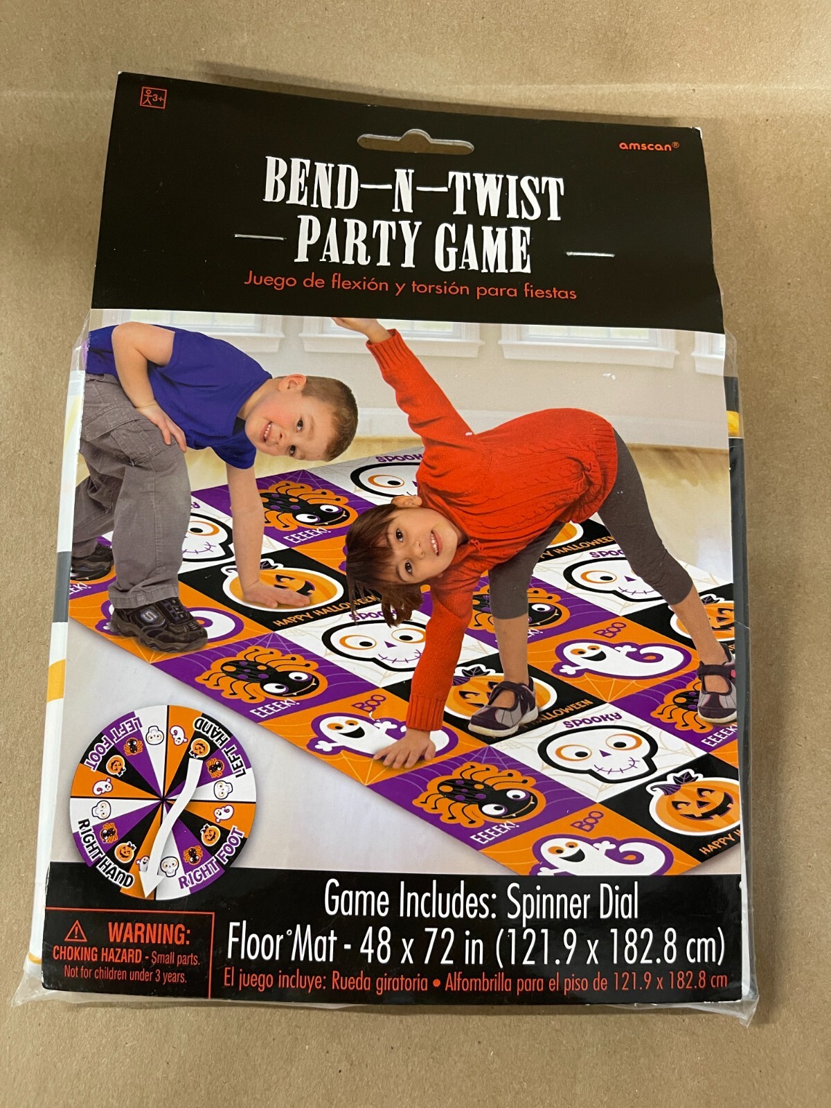Halloween Bend and Twist Party Game, 48×72 inch Floor Mat + Spinner Dial