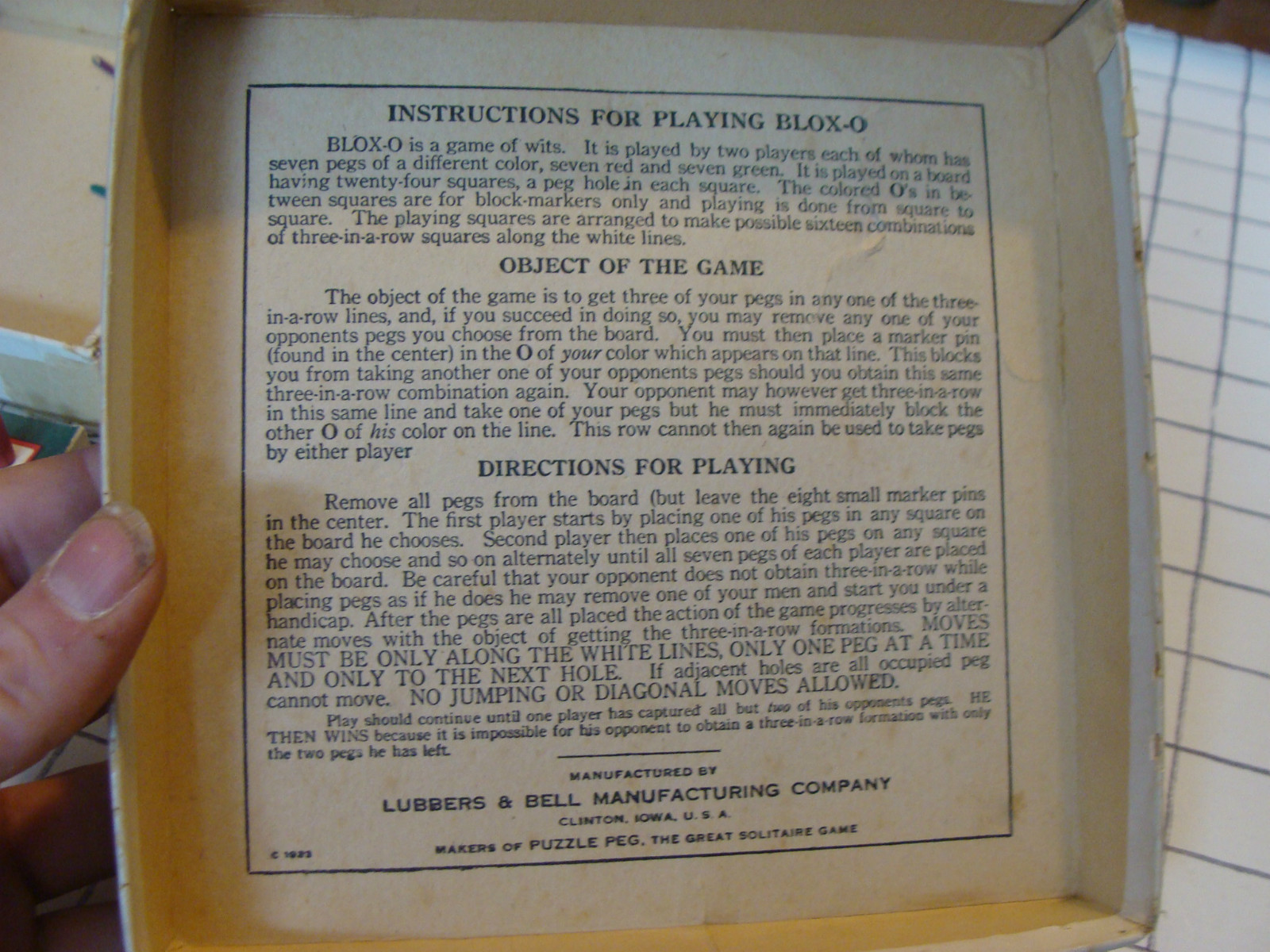 VINTAGE PUZZLE: c. 1923 BLOX-O from the makers of PUZZLE PEG,