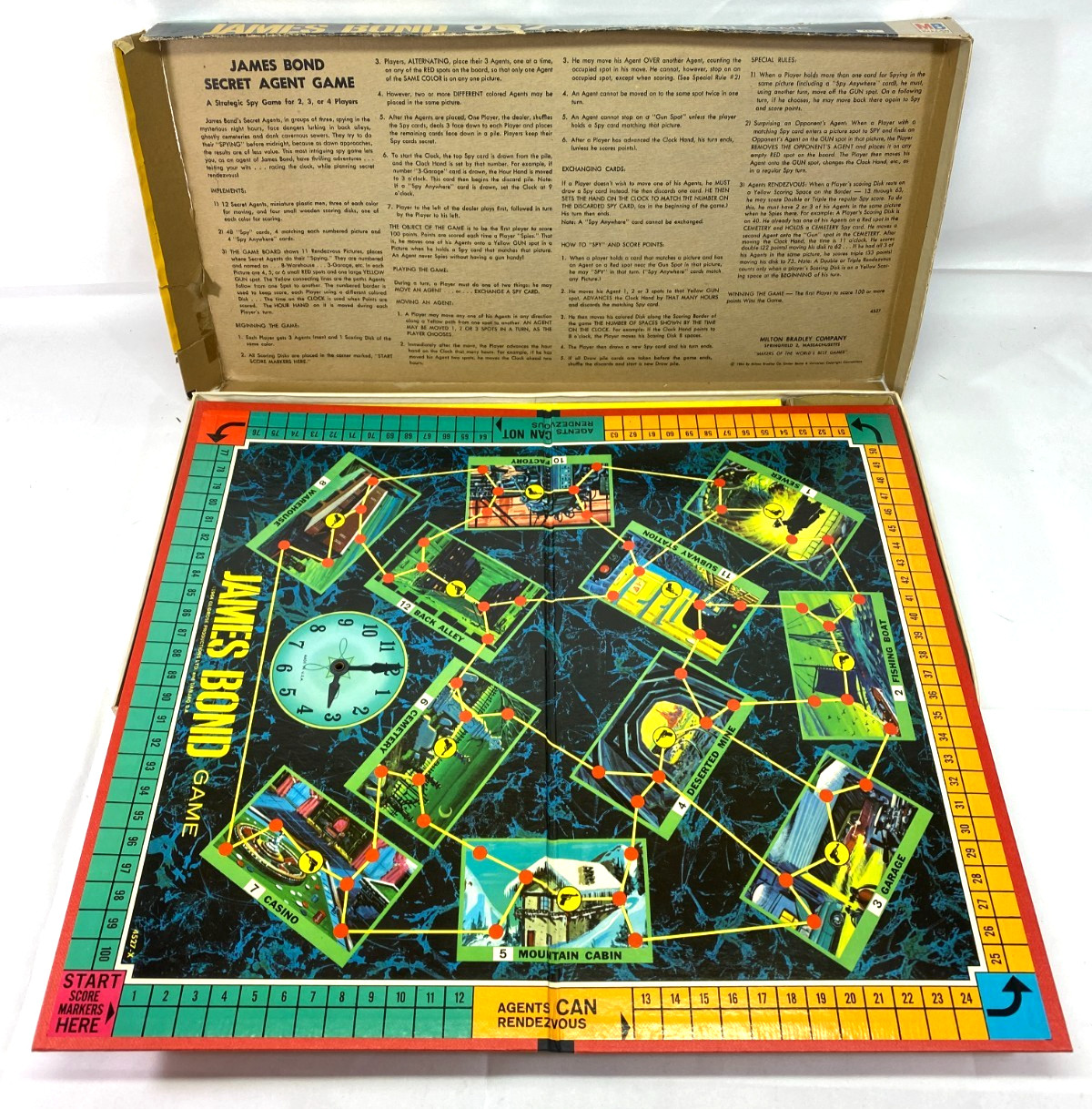 Vintage 1964 Milton Bradley MB James Bond Secret Agent 007 Game No.4527 -!AS-IS!