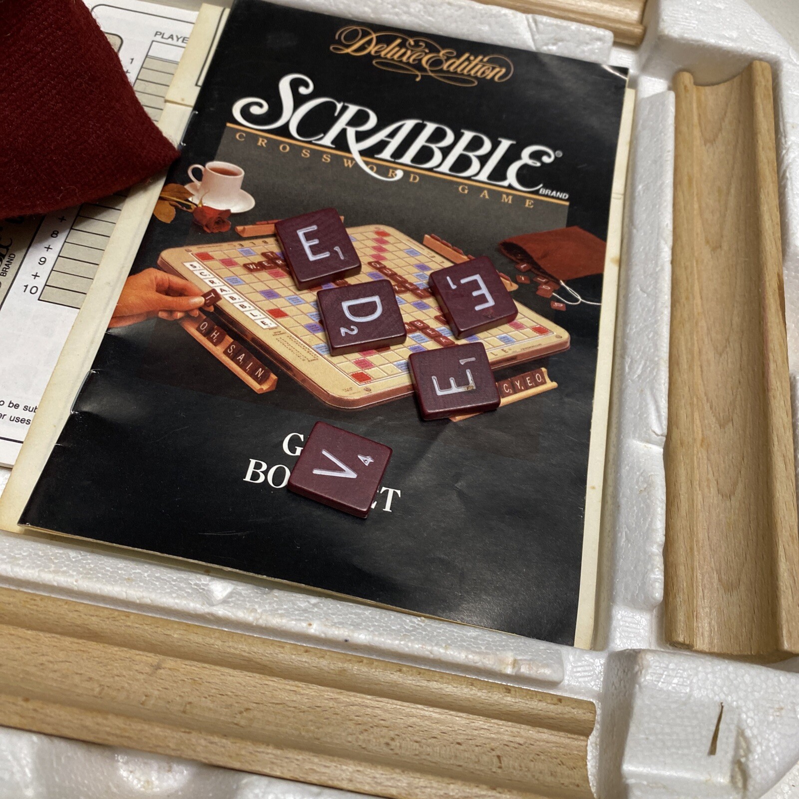 Vtg Scrabble Deluxe Edition Game Turntable Rotating Board 1989 100% Complete