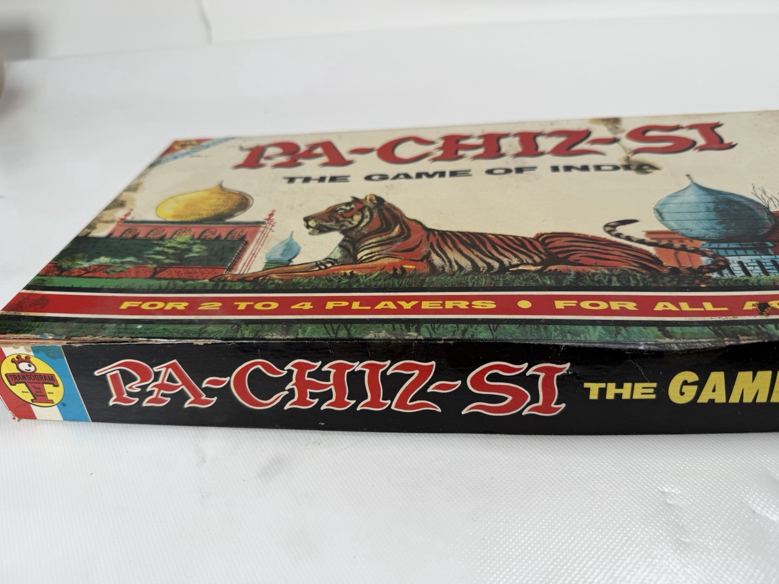 PACHISI Board Game Tiger Cover Classic Game of India Vtg PARCHEESI Complete