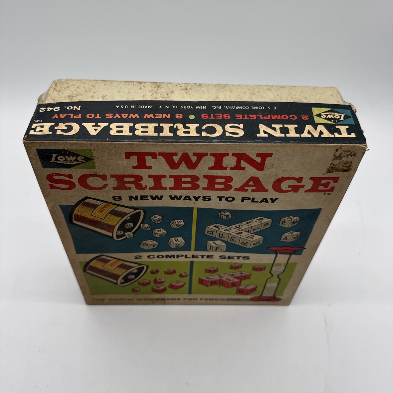 Vintage 1965 Twin Scribbage Board Game by Lowe Co. Complete Word Play NIB