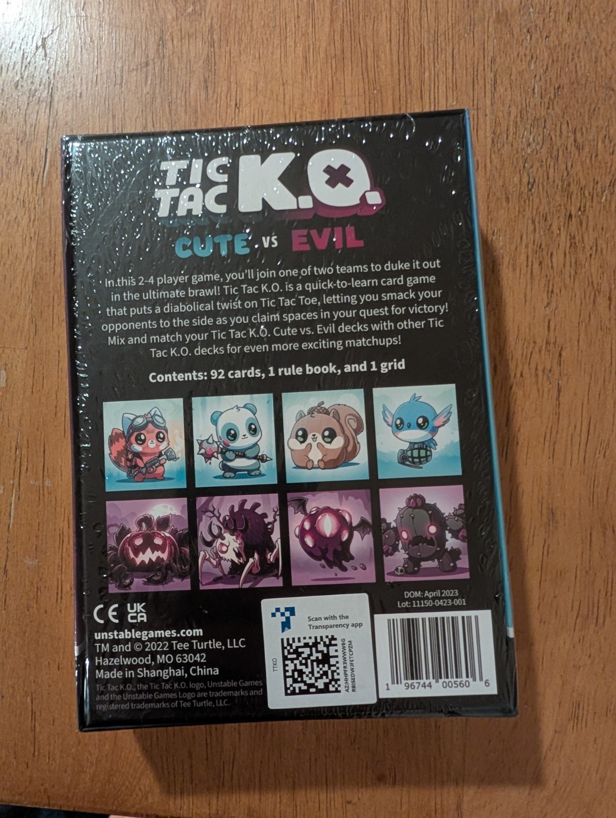 Tic Tac KO Cute vs Evil Card Game NEW 8+ K.O. 2-4 Players Unstable Games