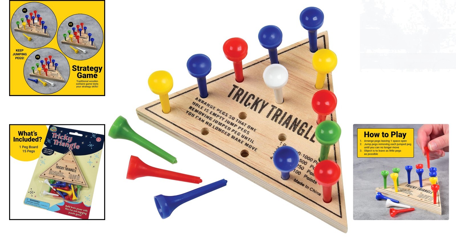 Assorted Color Wooden Triangle Game – Travel-Friendly Strategy Game for All Ages
