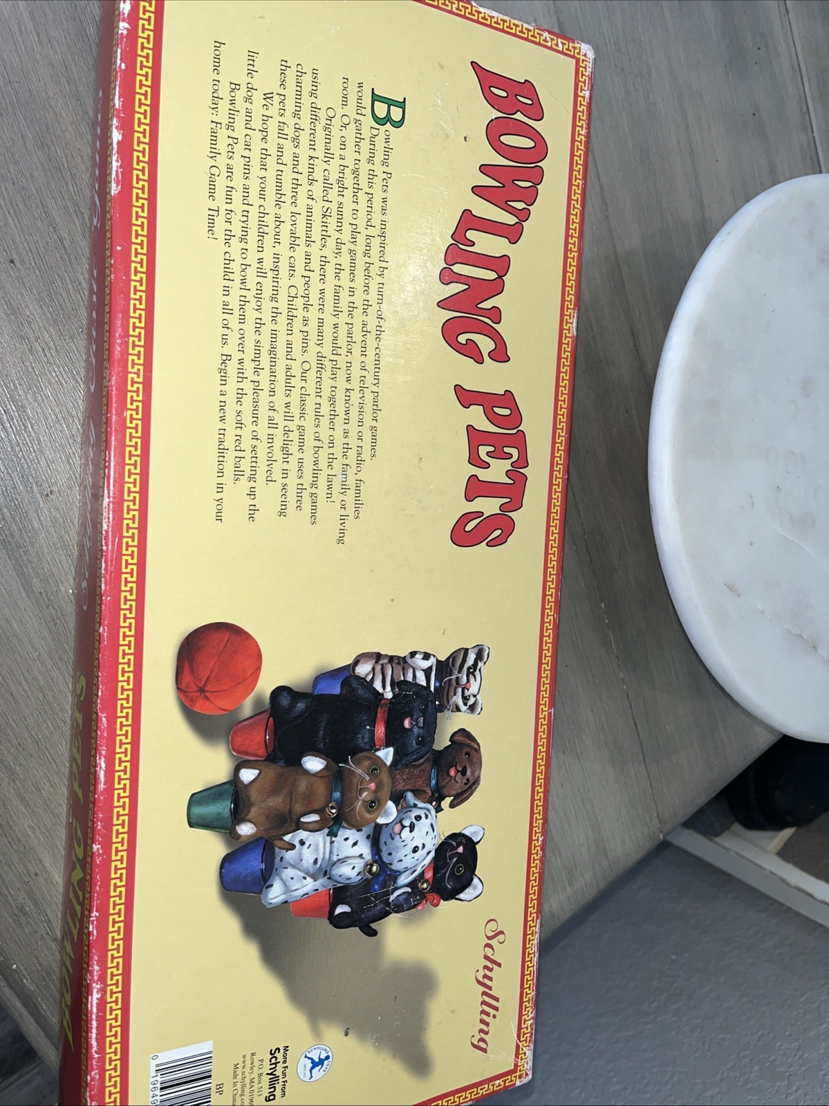Vtg Schylling Bowling Pets Game 6 Colorful Plush Dogs/Cats RETRO Original Box
