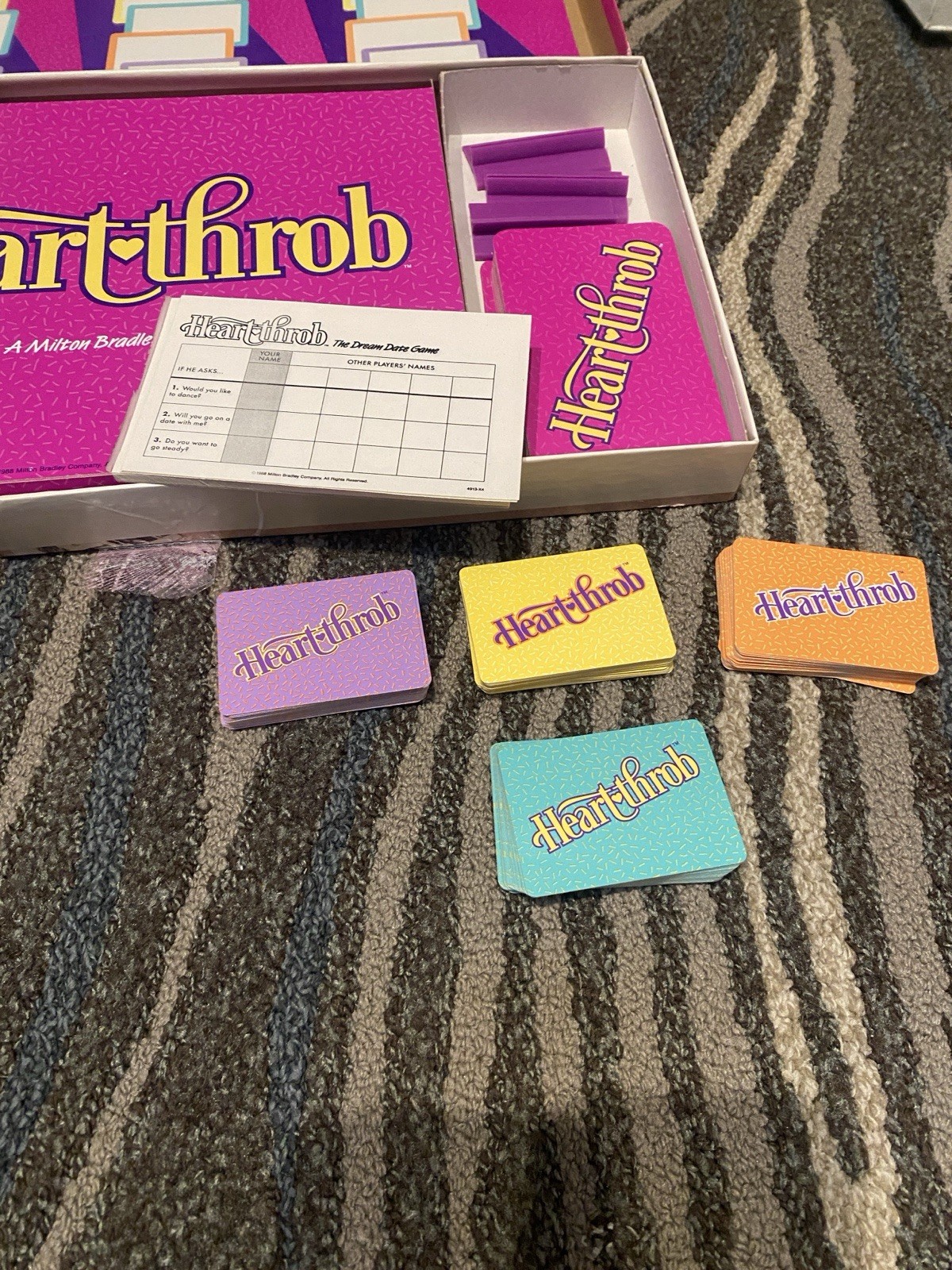 Vintage Heart-Throb The Dream Date Board Game 1988 MB Milton Bradley COMPLETE -2