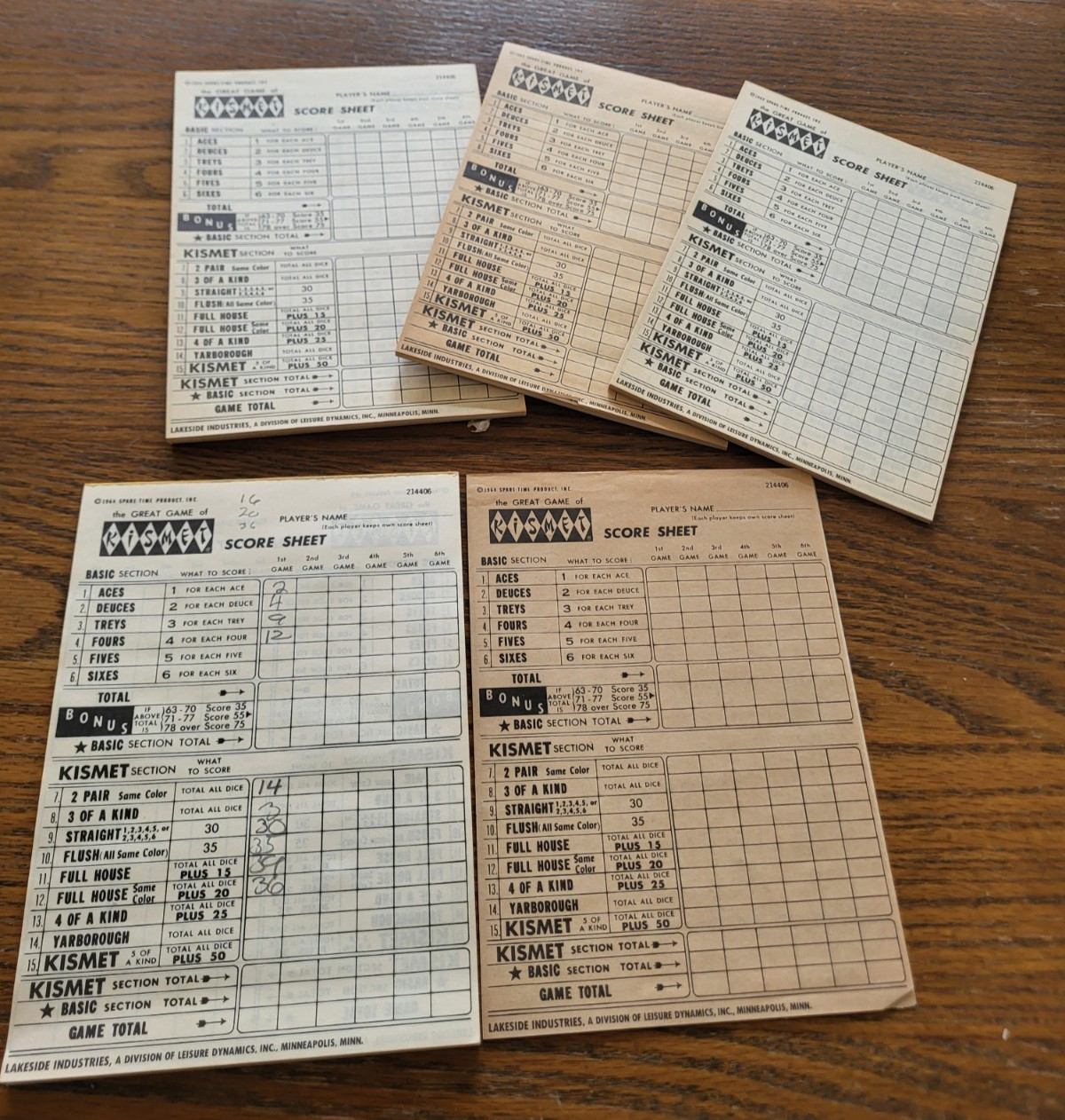 Kismet Score Pads Sheets 3 pads