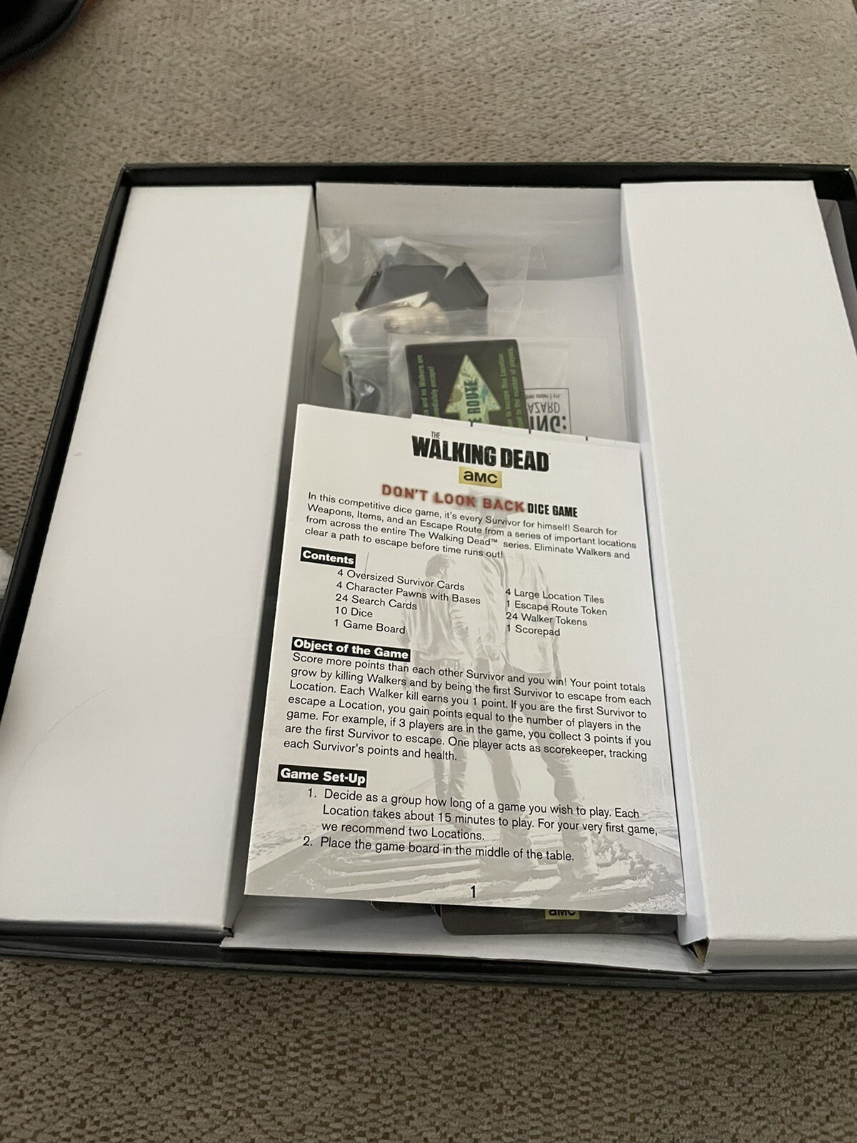 THE WALKING DEAD: Don’t Look Back Dice Board Game 2014 Cryptozoic 100% Complete