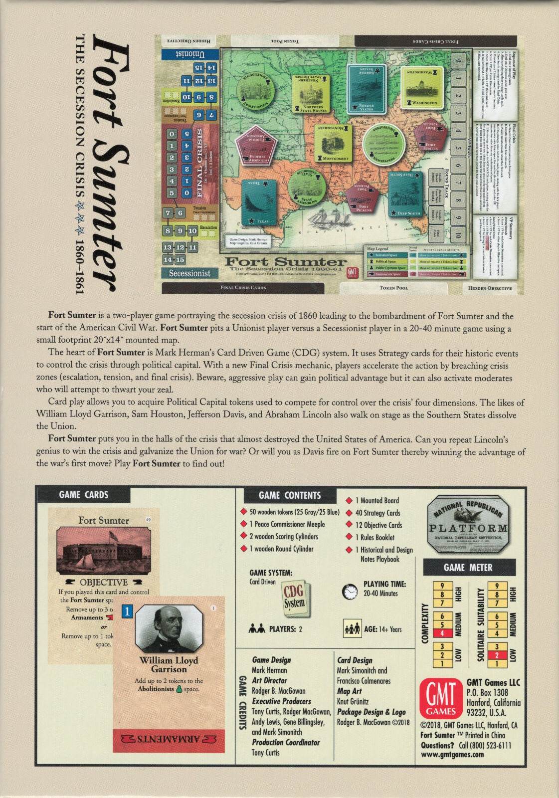 GMT Games: Fort Sumter: The Secession Crisis, 1860-61 NISW Fast Shipping