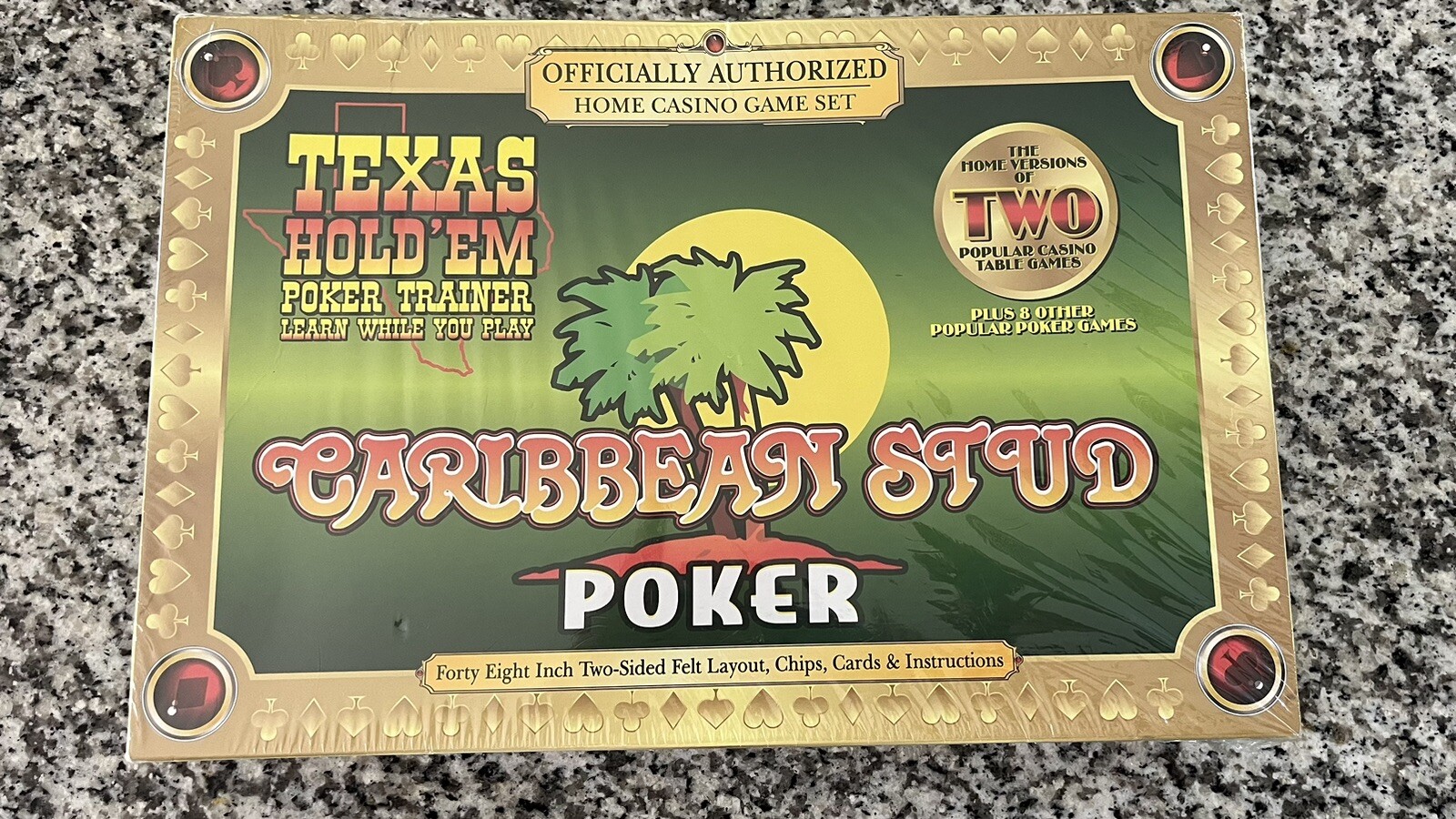 Texas Hold ‘Em Poker Caribbean Stud + 8 Other Games Home Casino Game Set NEW