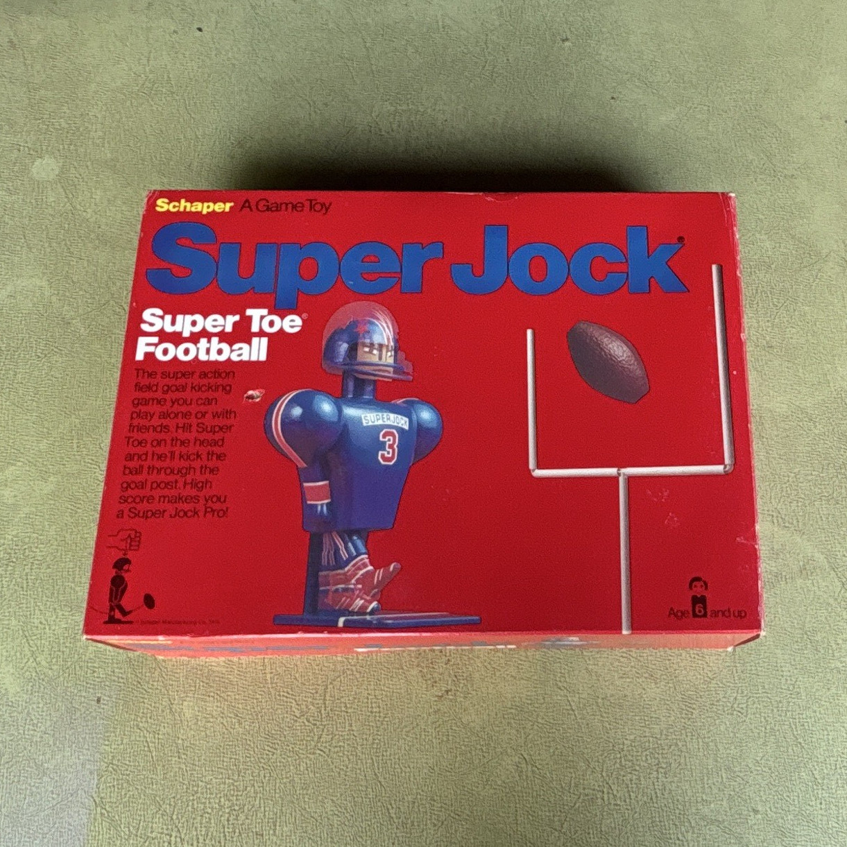 Schaper Super Jock Football Skill & Action Game Vintage w/ Box Instructions