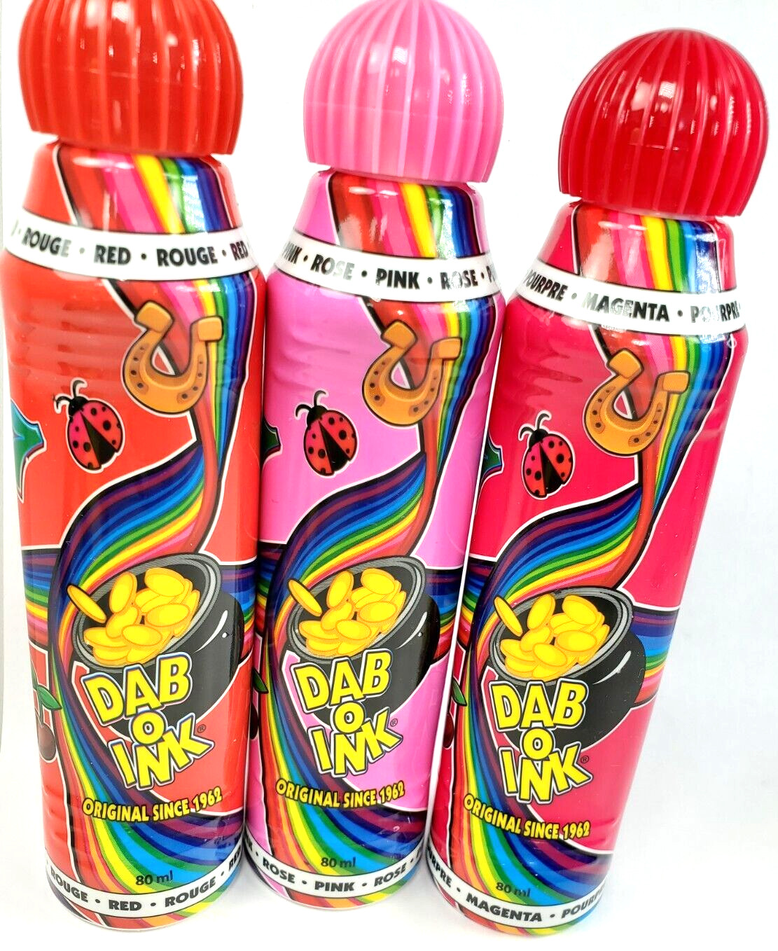 9 Bottles DAB O INK BINGO Dabber Assorted Bright Colors 80mL Bingo Card Ink Lot