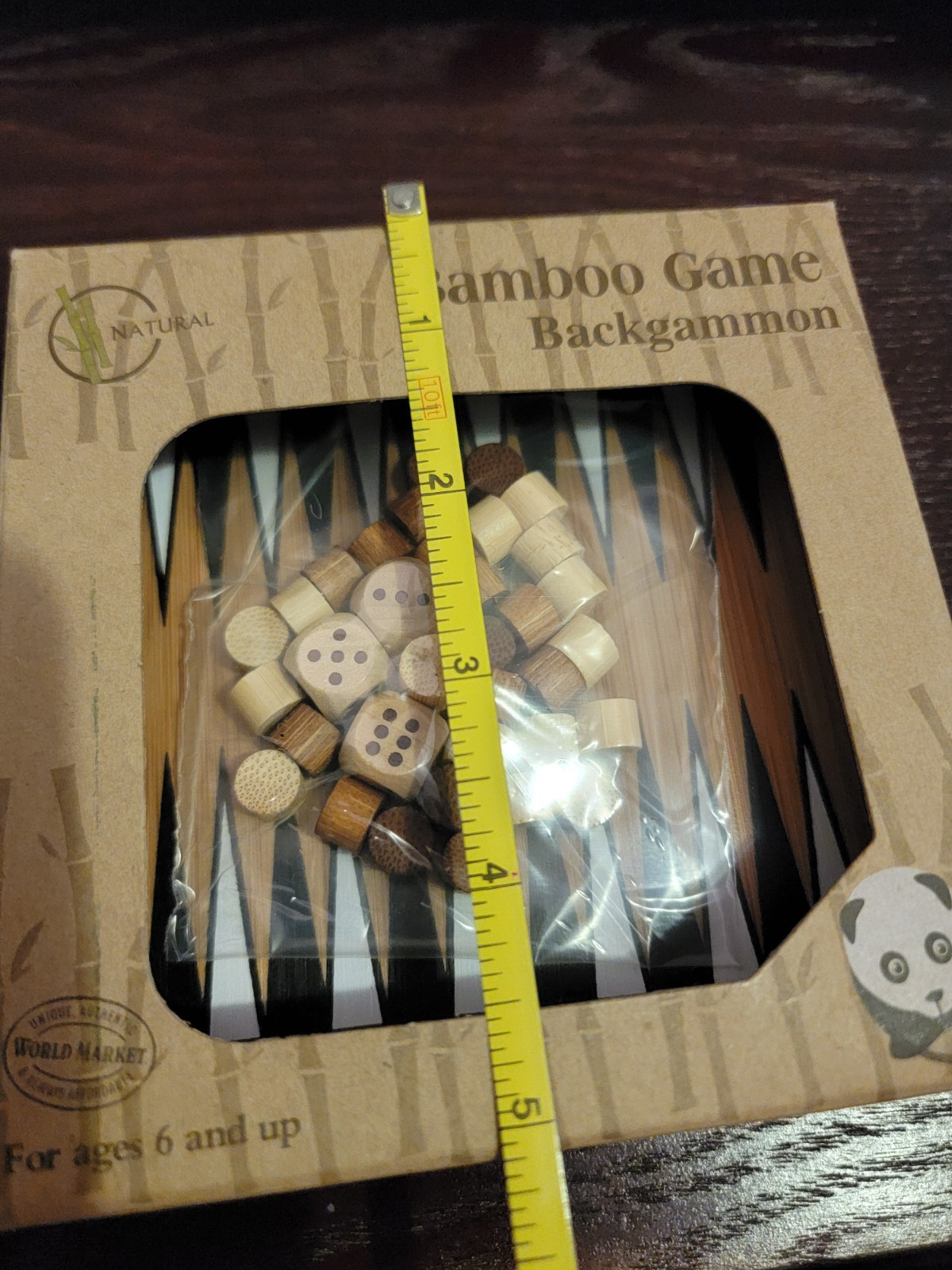 World Market Mini Natural Bamboo Backgammon Game A8-269