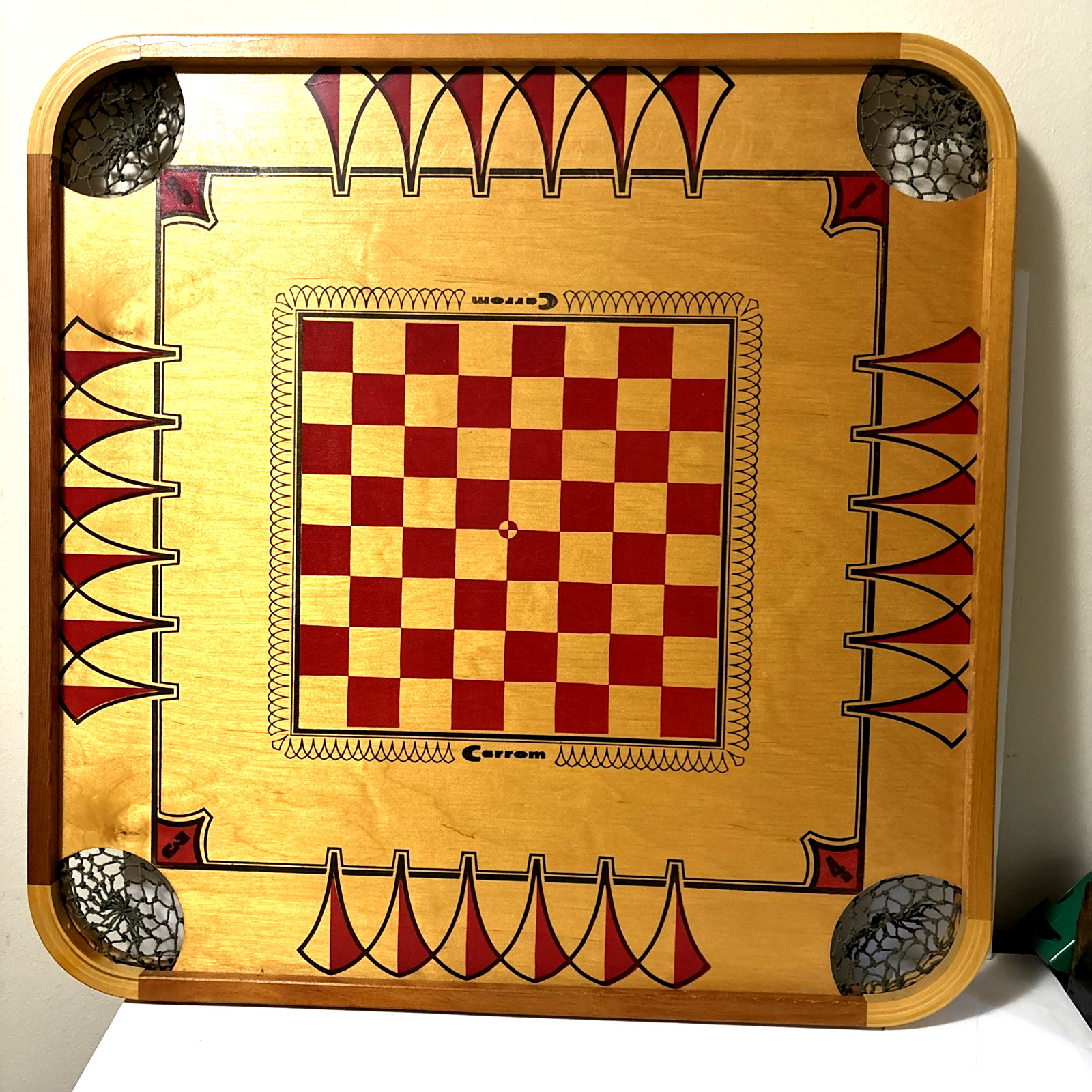 Vintage 1960s Carrom Game Board Model 106 With Original Box Wooden Double Sided