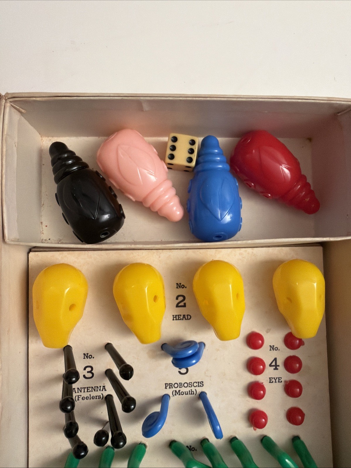 1949 ORIGINAL GAME OF COOTIE W.H. SCHAPER MFG CO. COMPLETE ALL PIECES EUC
