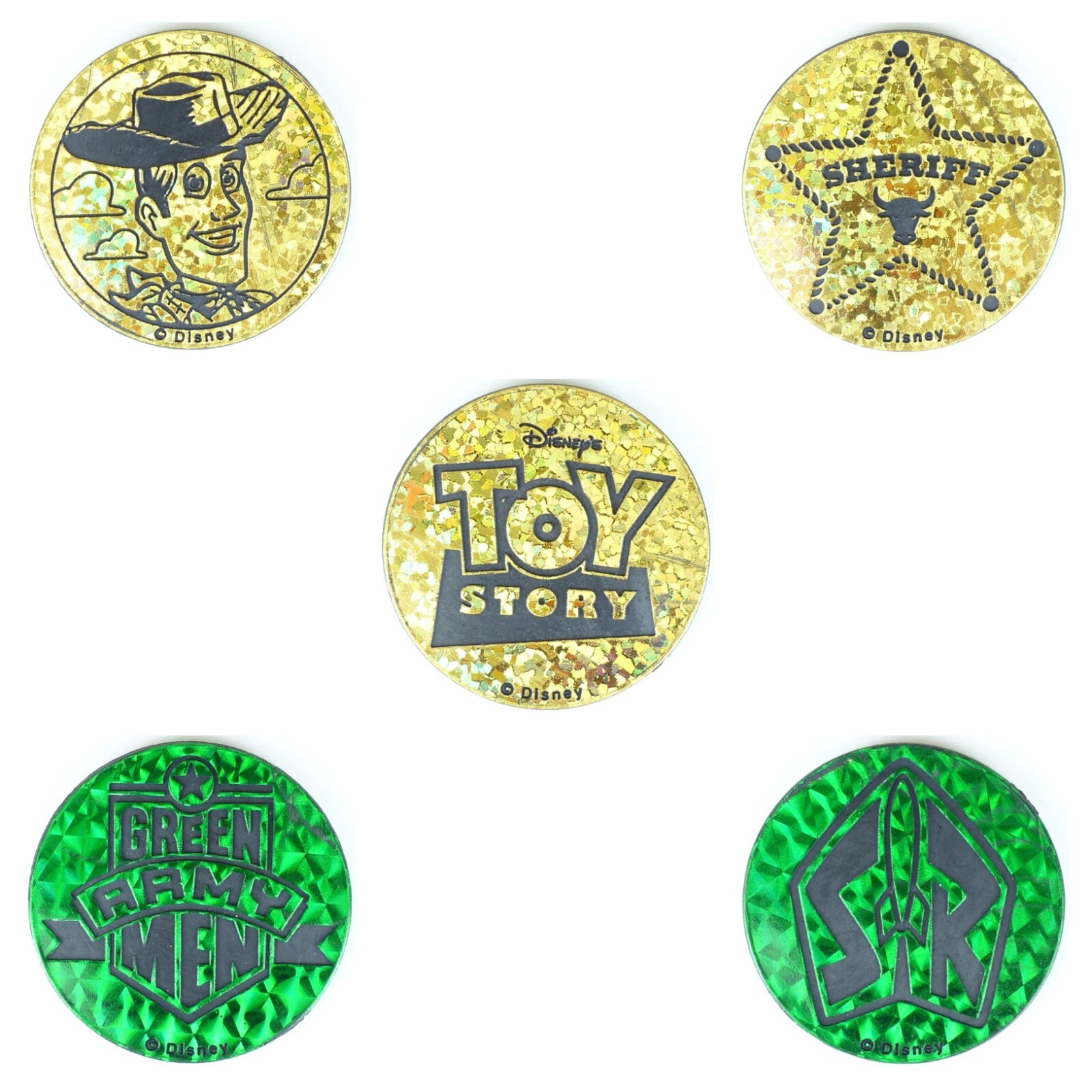 Lot of 5 Authentic POG Brand Disney Toy Story Plastic POG Kini Slammer WPF 1990s