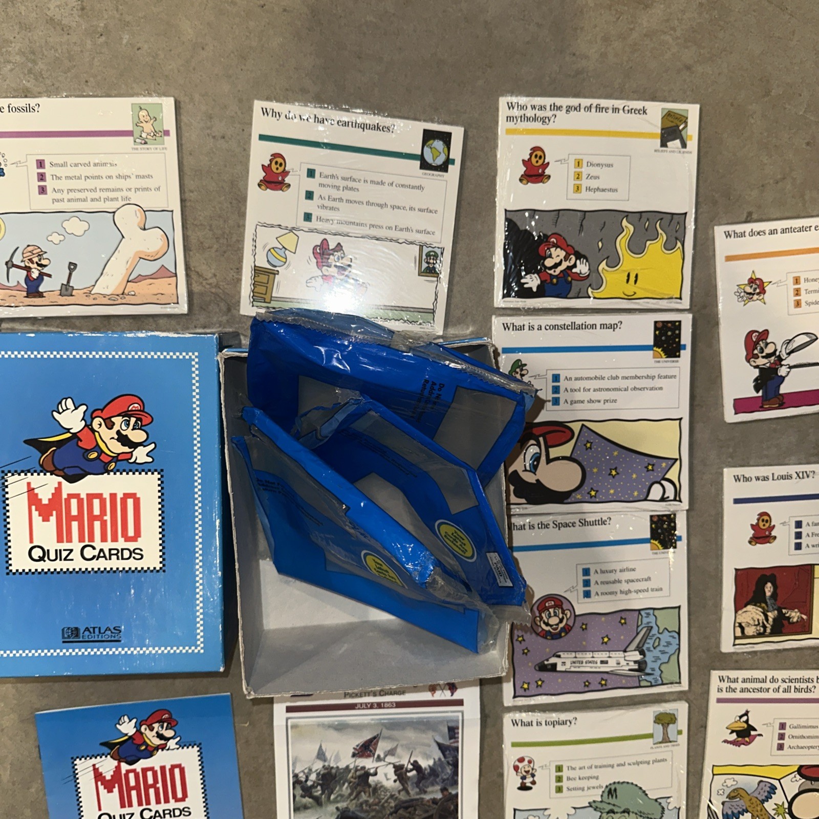 Vintage 1995 Mario Quiz Cards Atlas Editions Factory Sealed Cards Manual Box Ad