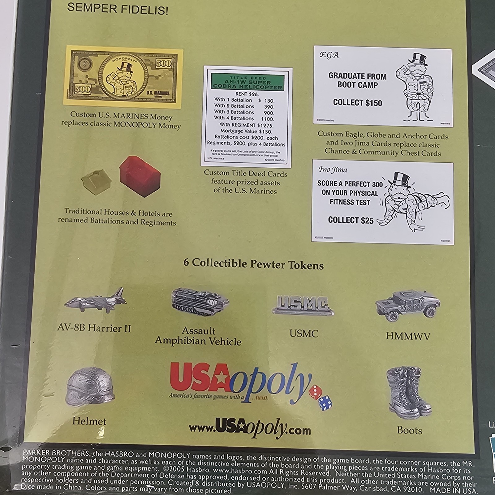 Monopoly US Marines Board Game Military 2005 Collector’s Edition New Sealed