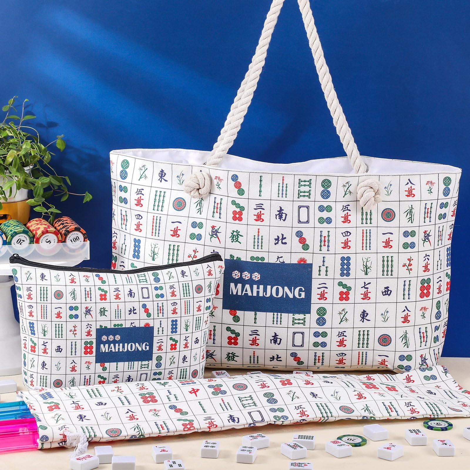Empty Mahjong Bags Set for Tiles and Racks 24x13x4.7 Inch American Mahjong Ca…