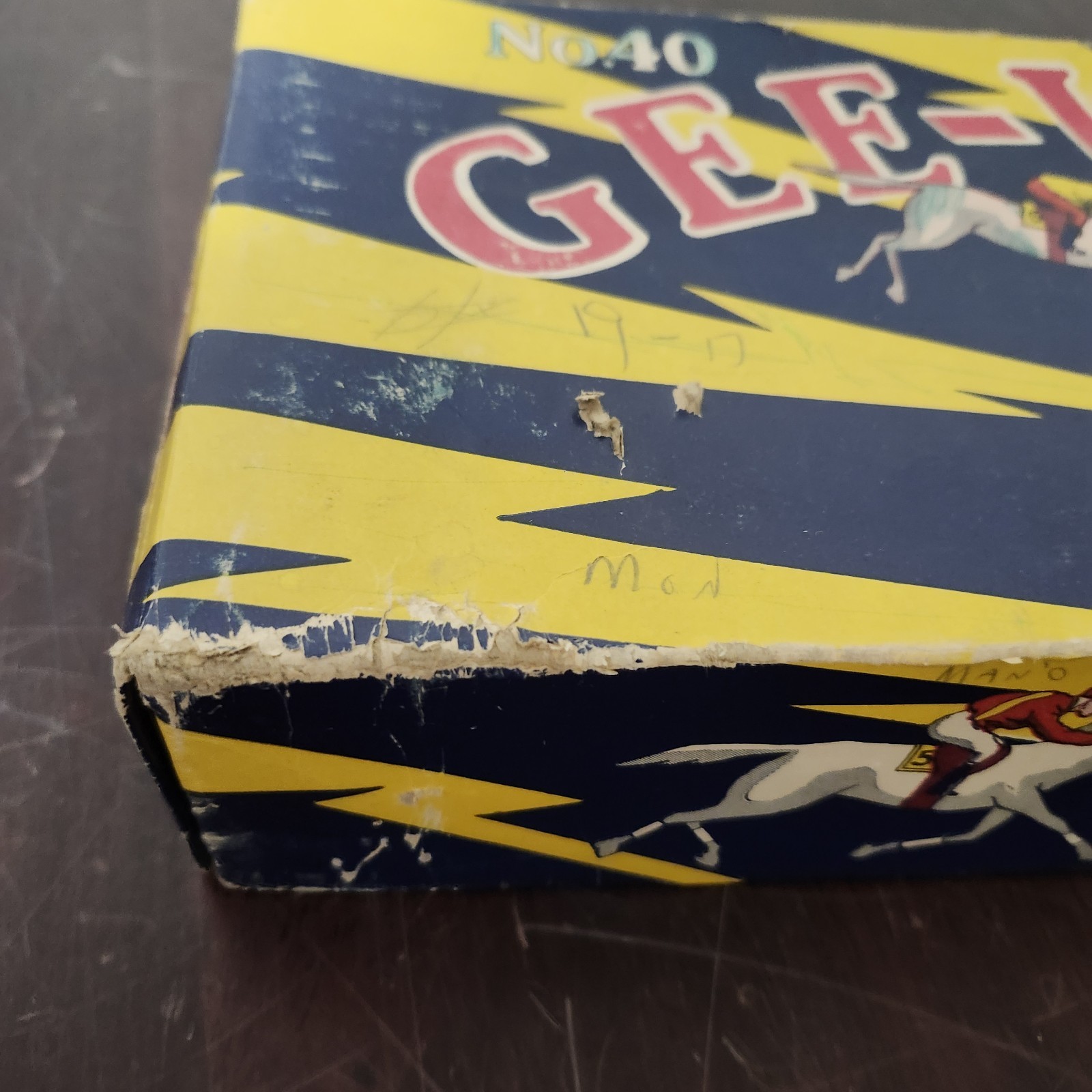Vintage Gee-Wiz No.40 Racing Game Tin Litho Simulator Wolverine Horse Race Box