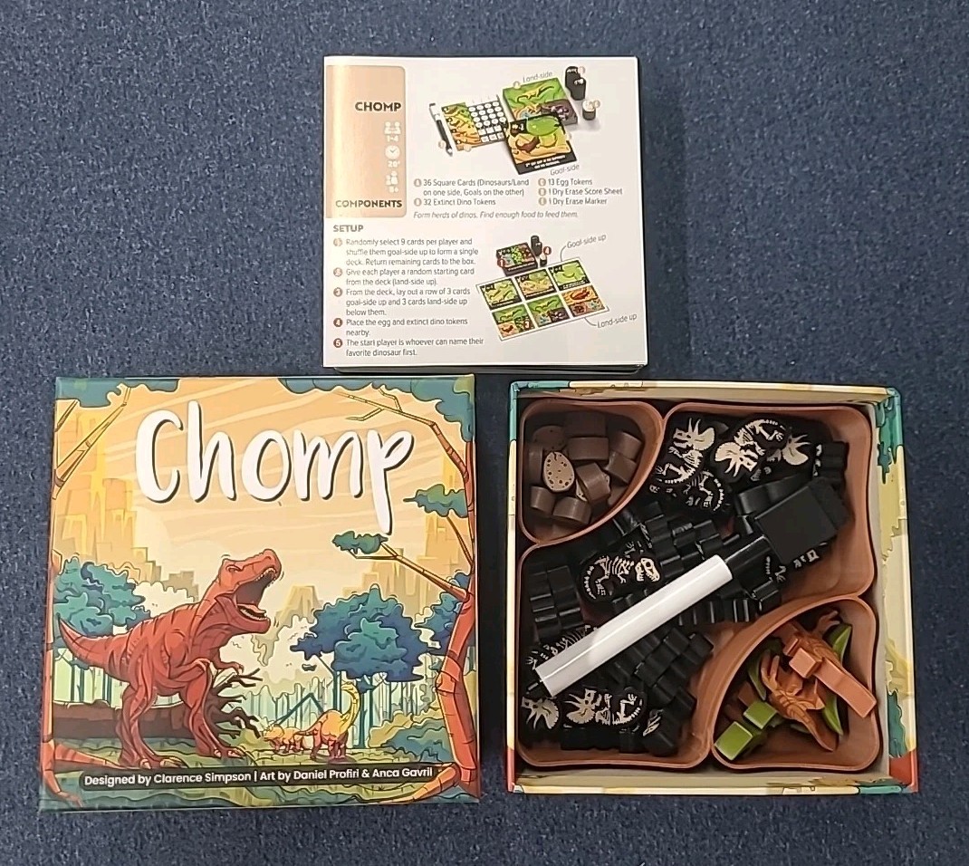 Chomp Storage Solution – Box Insert – Board Game Allplay Dinosaurs – Any Colors!
