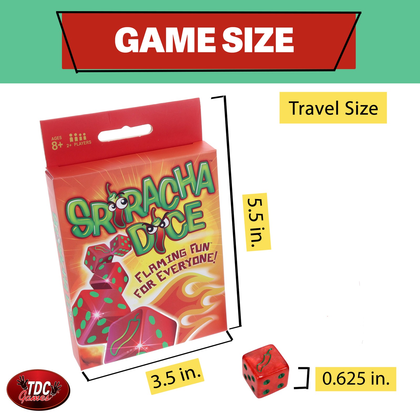 TDC Games Sriracha Dice Game – Flaming Fun for Everyone, Great for Party