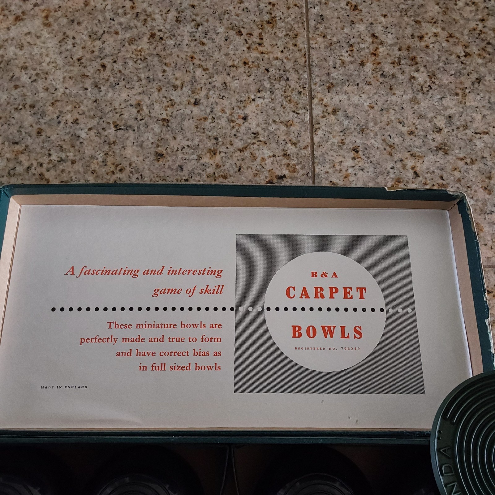 Vintage Boxed Set B&A Banda Carpet Bowls Indoor Bowling Game Ships from USA READ