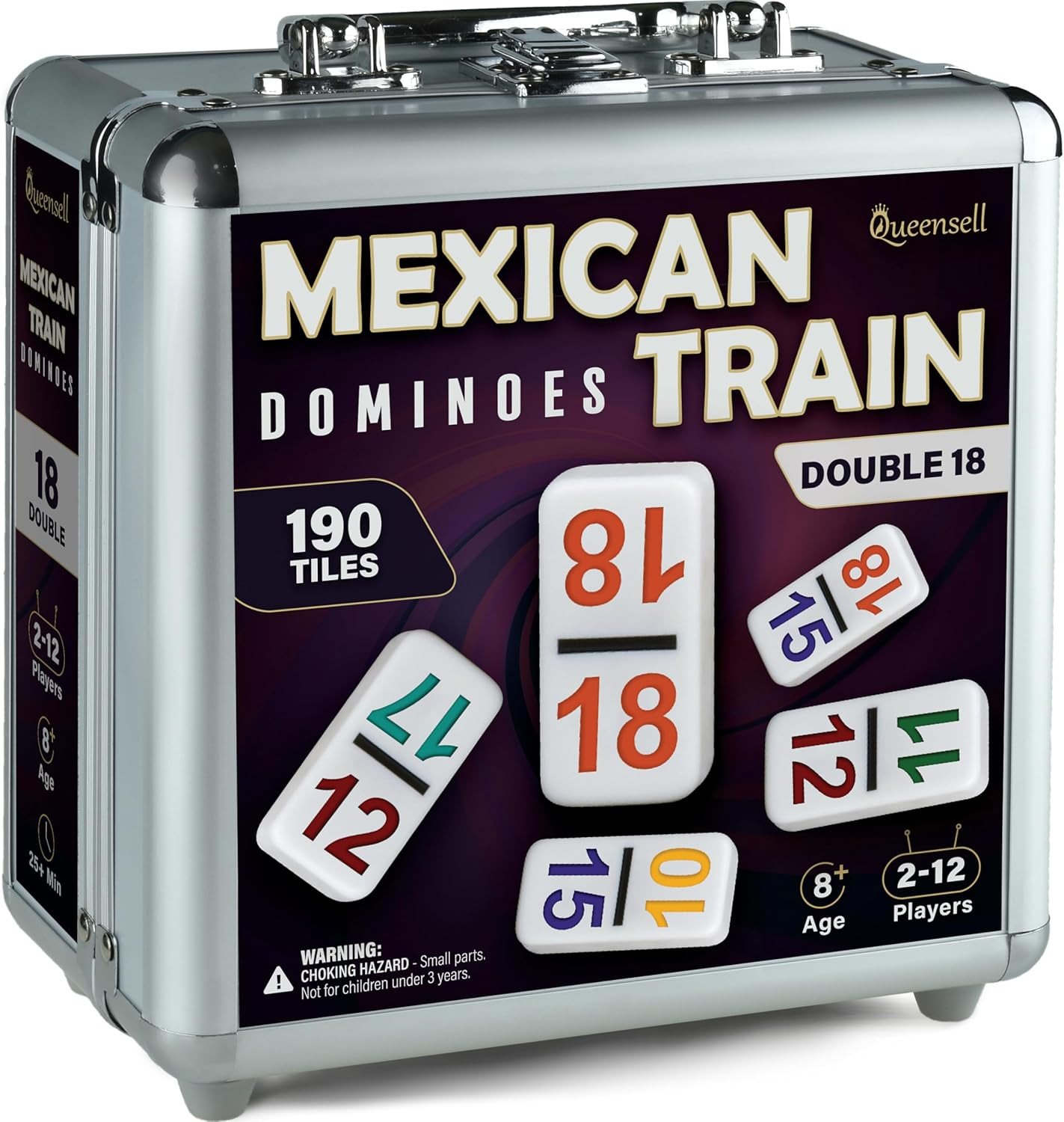 Mexican Train Dominoes Set with Numbers – Double 18 Dominos Set for Adults and K