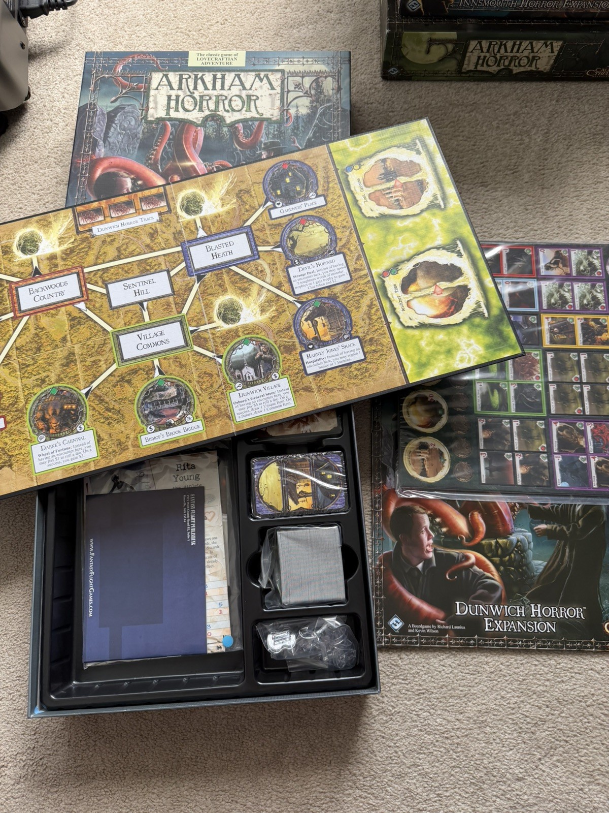 Arkham Horror 2nd Edition Board Game Lot – Base & 5 Expansions