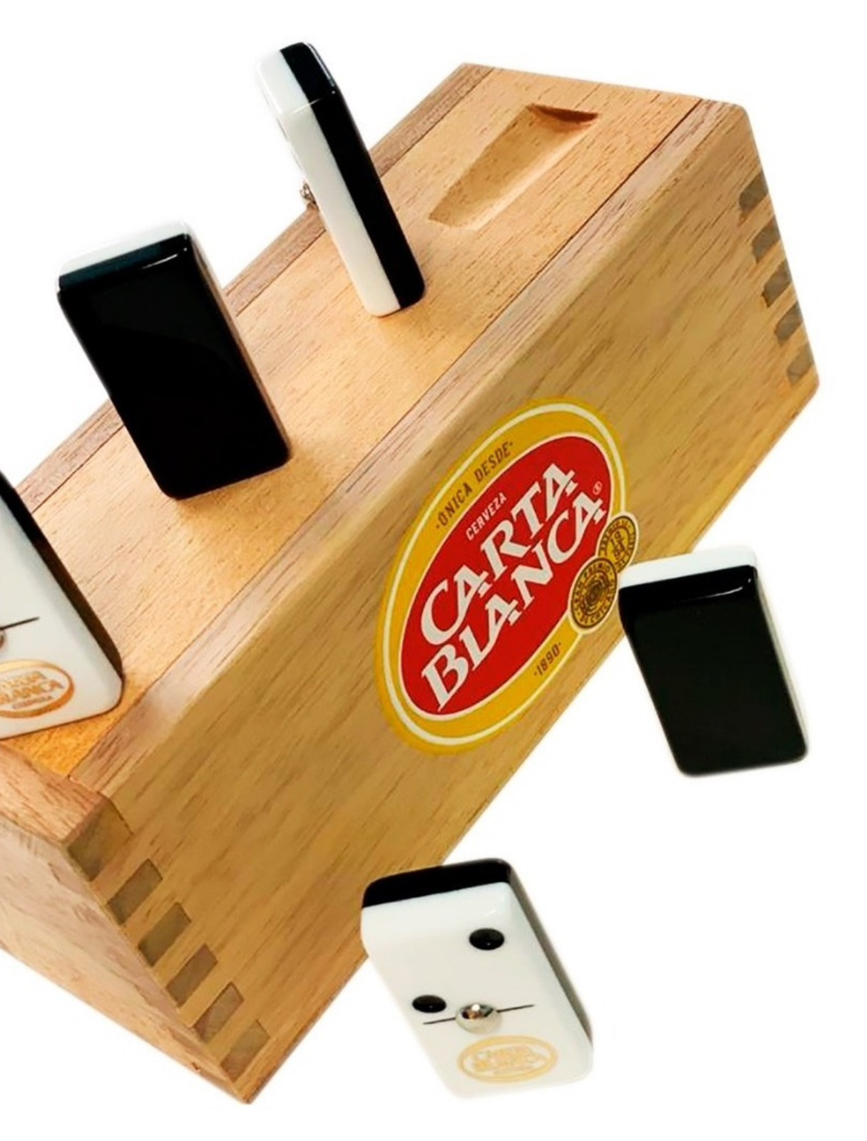 Domino Carta Blanca Profesional Blanco Y Negro Caja Madera
