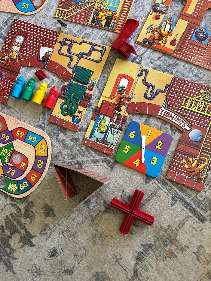 Oops & Downs Firehouse Full of Fun Board Game 1992 Mattel Missing 1 Piece (tube)