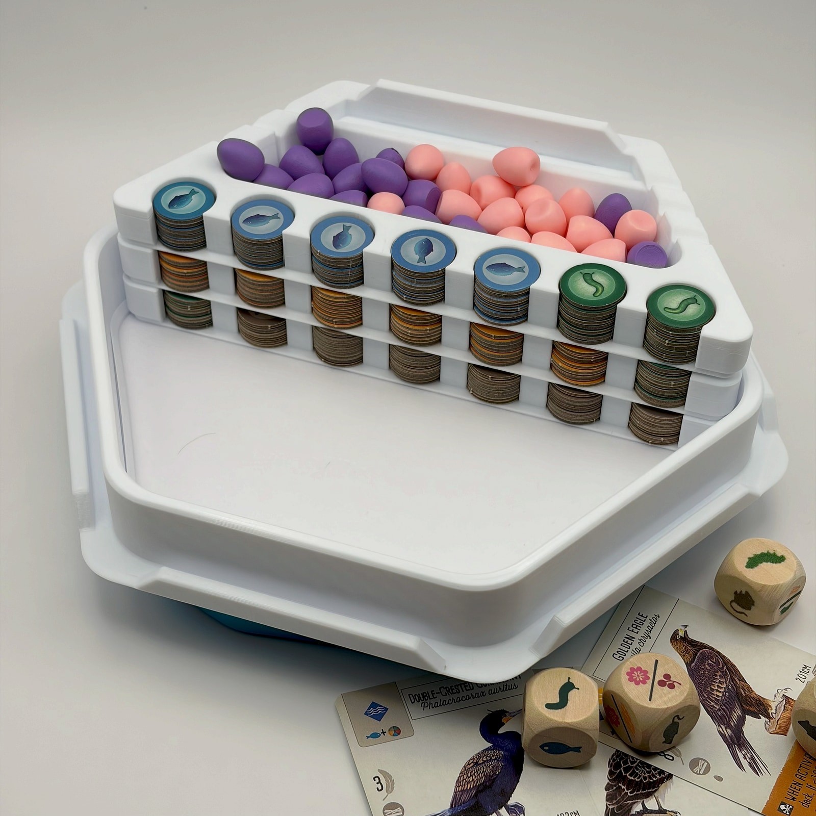 Wingspan Rotating Organizer All Expansion Token Egg Storage 6 Trays Dice Arena