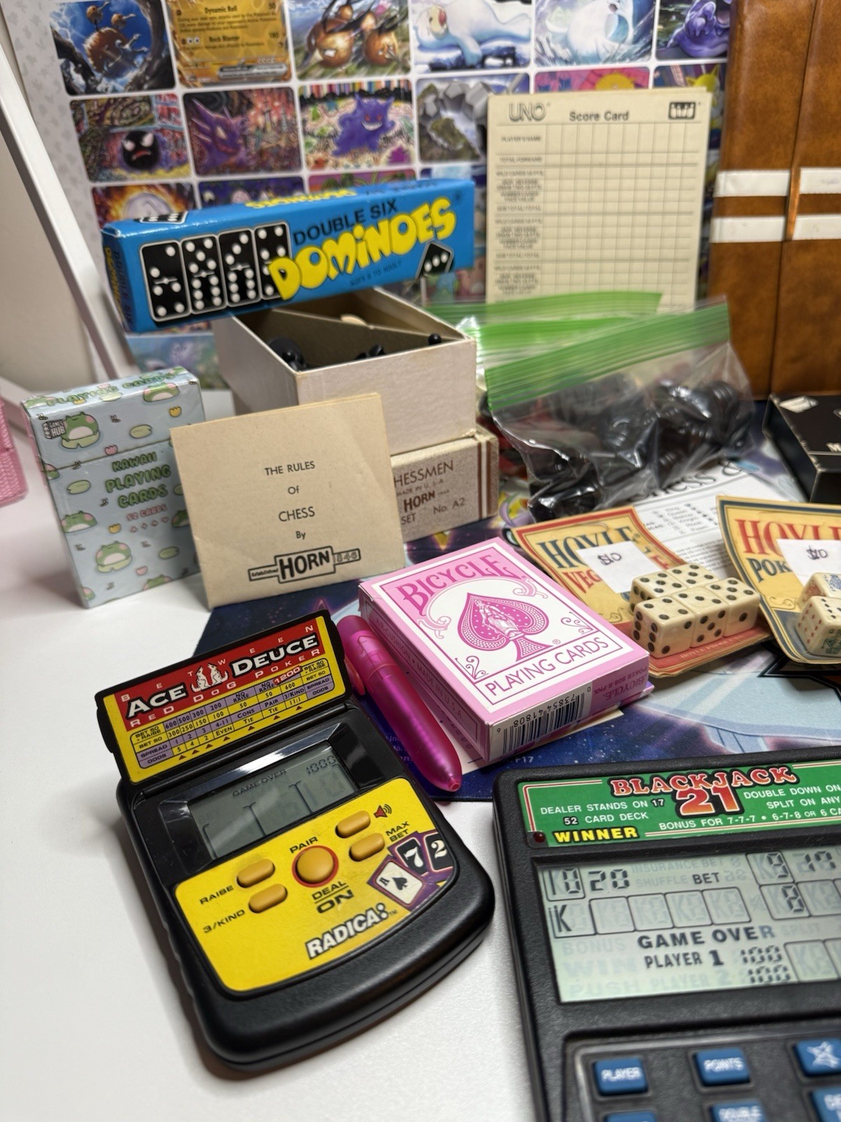 Huge Vintage Card Game & Casino Lot Dice Dominos Chess Checkers Bridge Chips