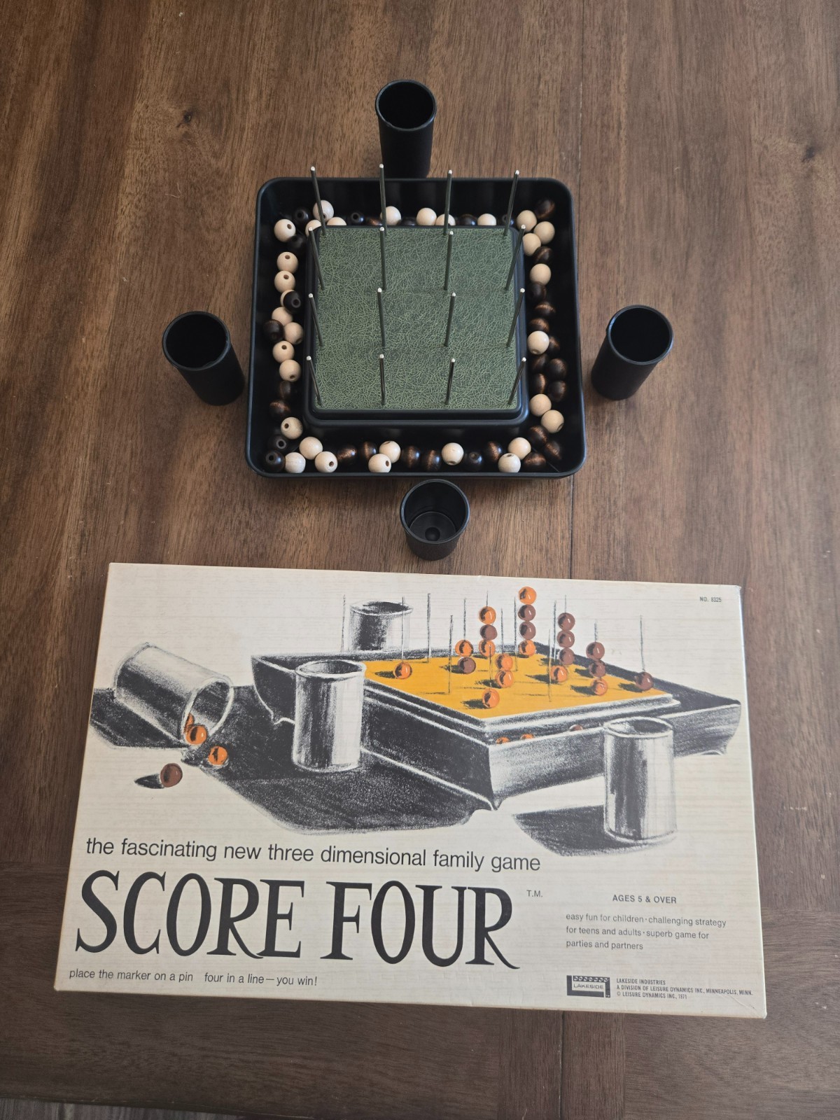Score Four 1967 Lakeside Vintage 3D Family Board Game 100% Complete Wooden Beads