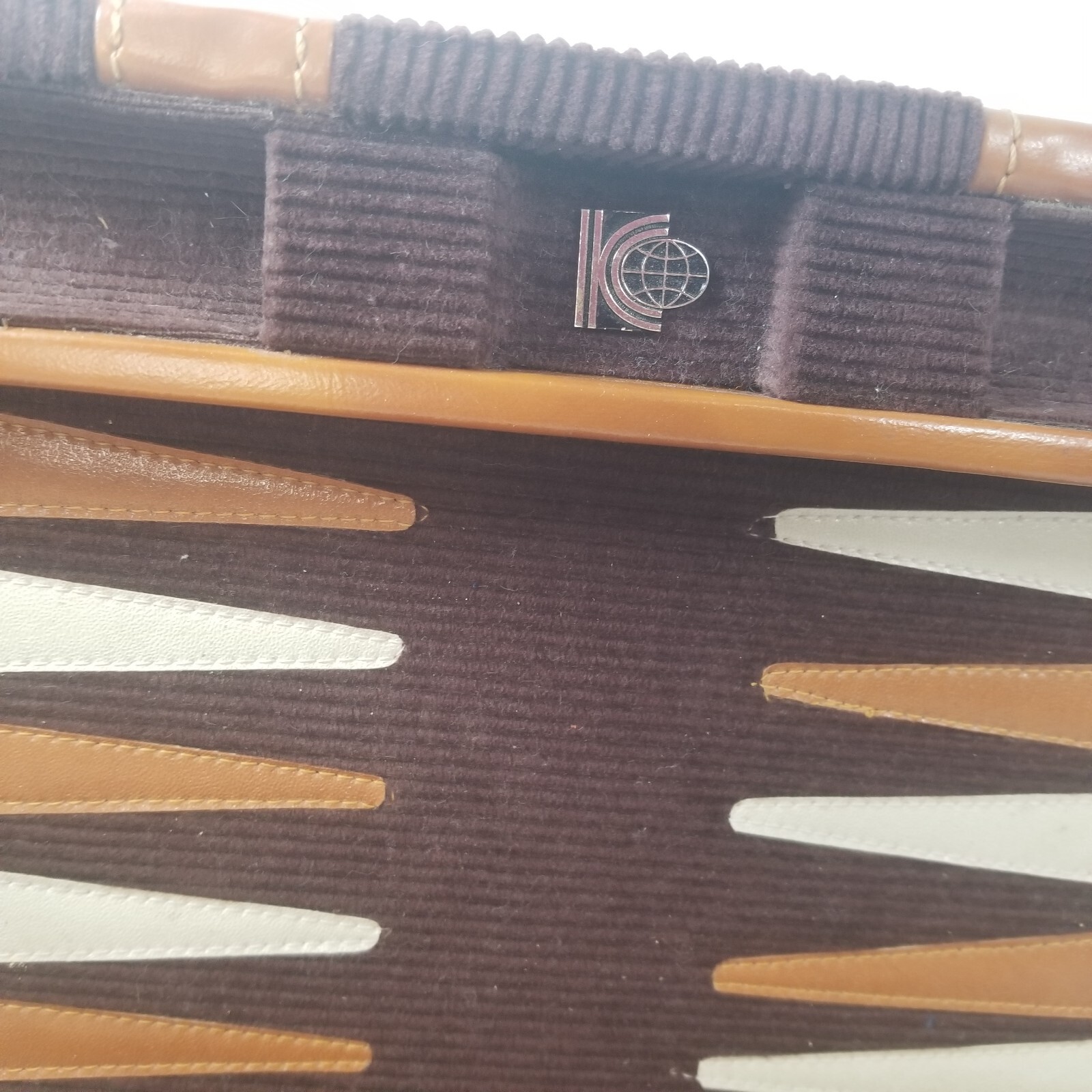 Vintage Leather Corduroy Bakelite Pieces Travel Backgammon Box Set Dice