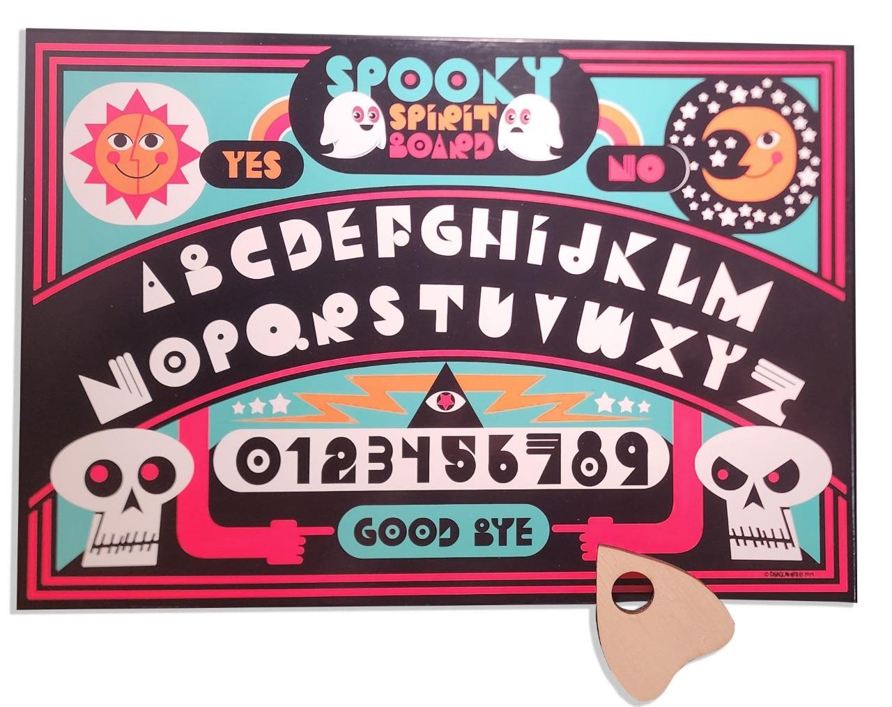 SPOOKY SPIRIT OUIJA BOARD GAME WOOD PLANCHETTE SUPERNATURAL GHOSTS GHOULS