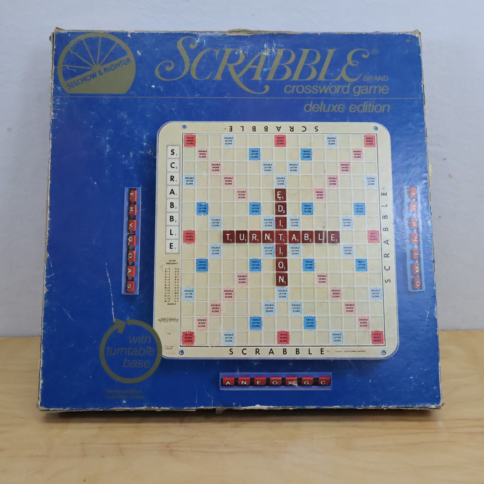 Vintage 1982 Scrabble Deluxe Turntable Board Game Wooden Tiles Complete